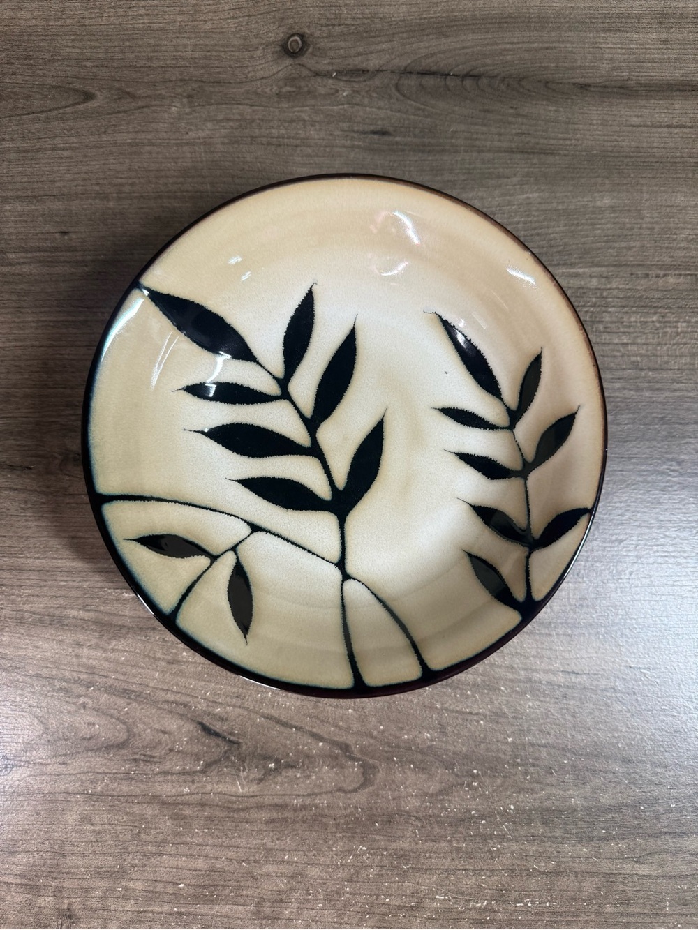 Gibson Elite Midnight Palm Leaves 7.5” Cereal Soup Bowls Brown Cream Set of 4